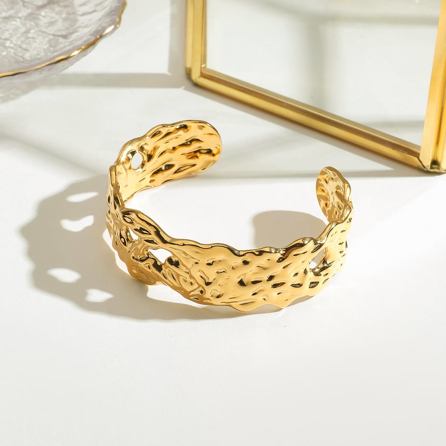 Retro-Armbänder aus massivem Edelstahl in Goldfarbe Bild4