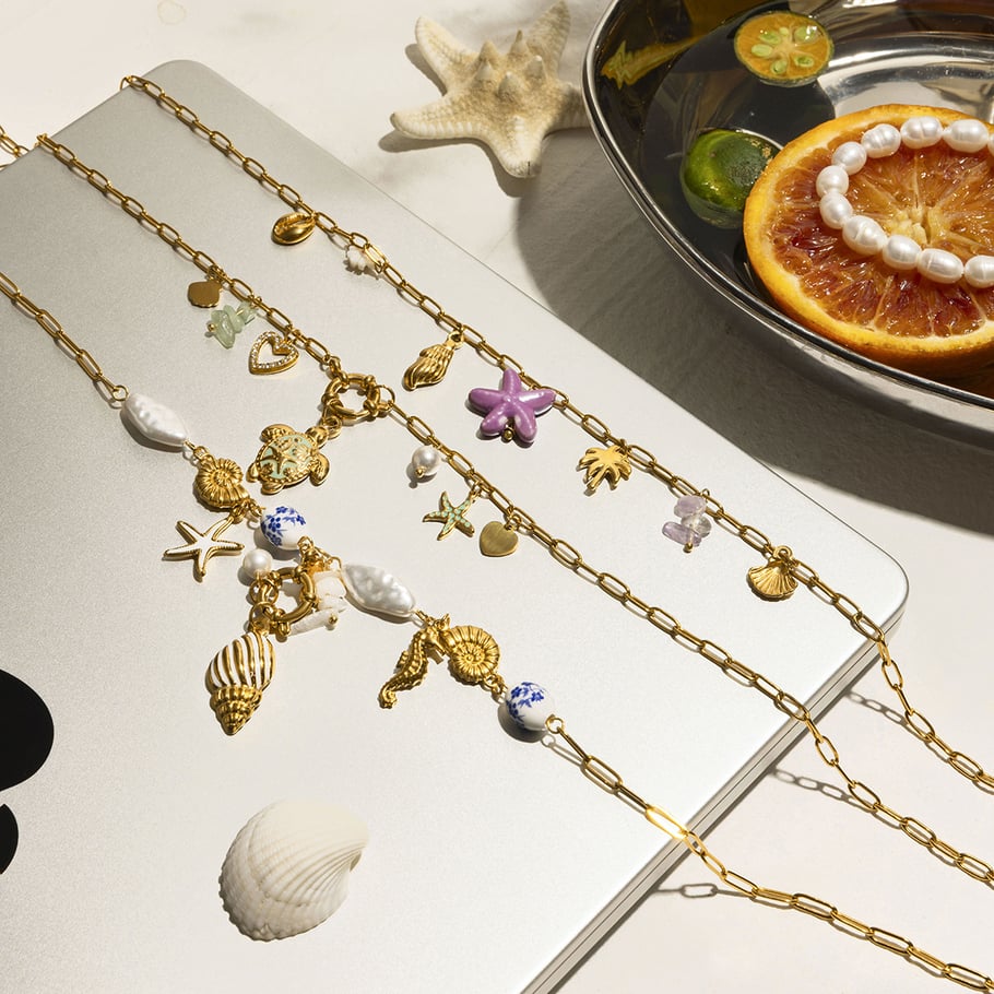 Ins Style Oceanic Stainless Steel Gold Color Pendant Necklaces Picture2