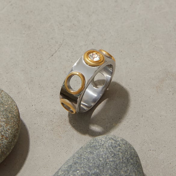 Punk Style Stainless Steel Mixed Color Statement Ring 2