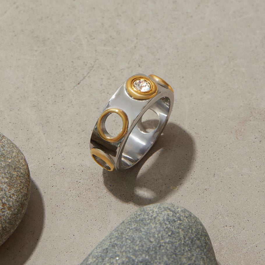 Punk Style Stainless Steel Mixed Color Statement Ring Picture2