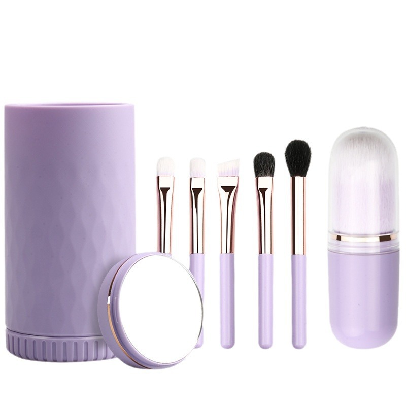 Tragbares Make-up-Pinselset für Damen mit Spiegel Bild4