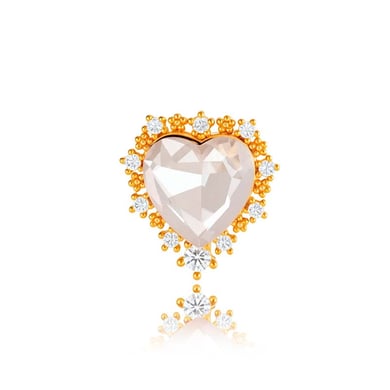 1 Çift Basit Seri Basit Kalp Bakır Altın Rengi Zirkonyum Kadın Piercing Küpe h5 