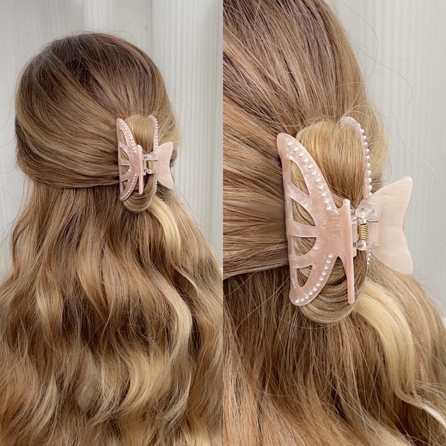 Pinces à cheveux en acrylique de couleur unie pour femmes, série simple et décontractée Image2