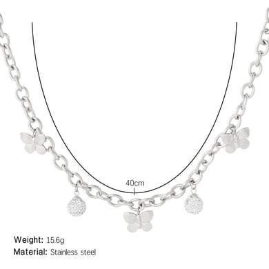 Shinning Butterfly Stainless Steel Gold Color Women's Pendant Necklaces h5 Picture2