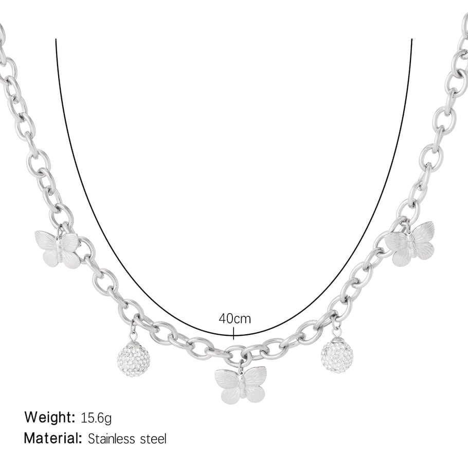 Shinning Butterfly Stainless Steel Gold Color Women's Pendant Necklaces Picture2