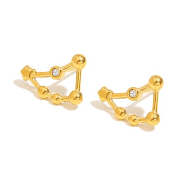 Pendientes de botón de acero inoxidable dorado con diseño de constelación para mujer h5 Imagen4