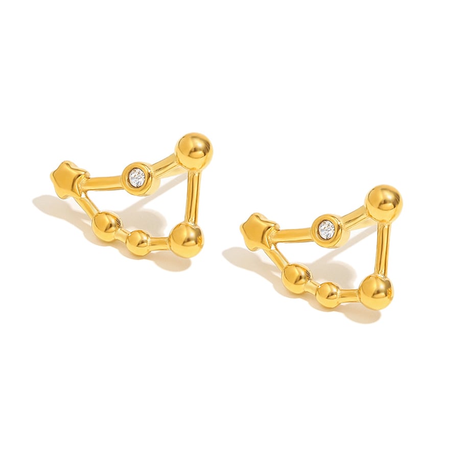 Pendientes de botón de acero inoxidable dorado con diseño de constelación para mujer Imagen4