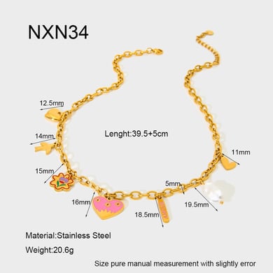 Collier pour femme en acier inoxydable avec pendentif en forme de cœur rose h5 