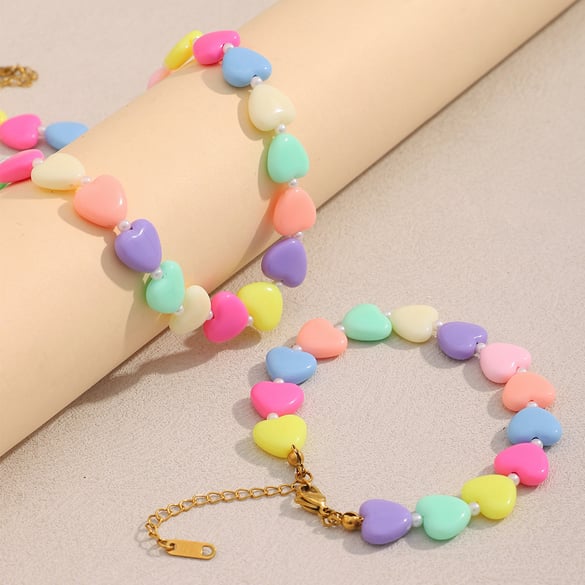 Colliers de perles en acrylique pour femmes, série romantique, Sweet Heart