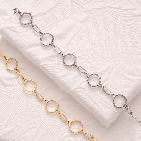 Bracelets à chaîne géométriques en acier inoxydable doré pour femmes, motif patchwork annulaire