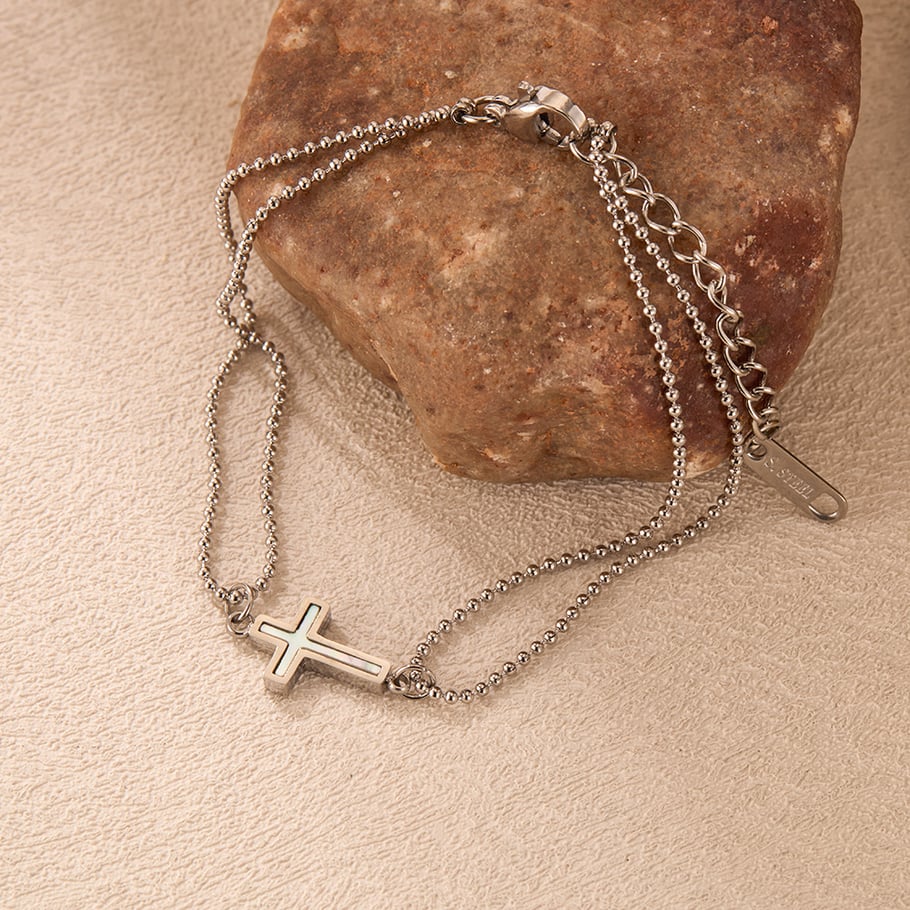 Bracelet chaîne simple en acier inoxydable couleur or pour femme, 1 pièce Image6