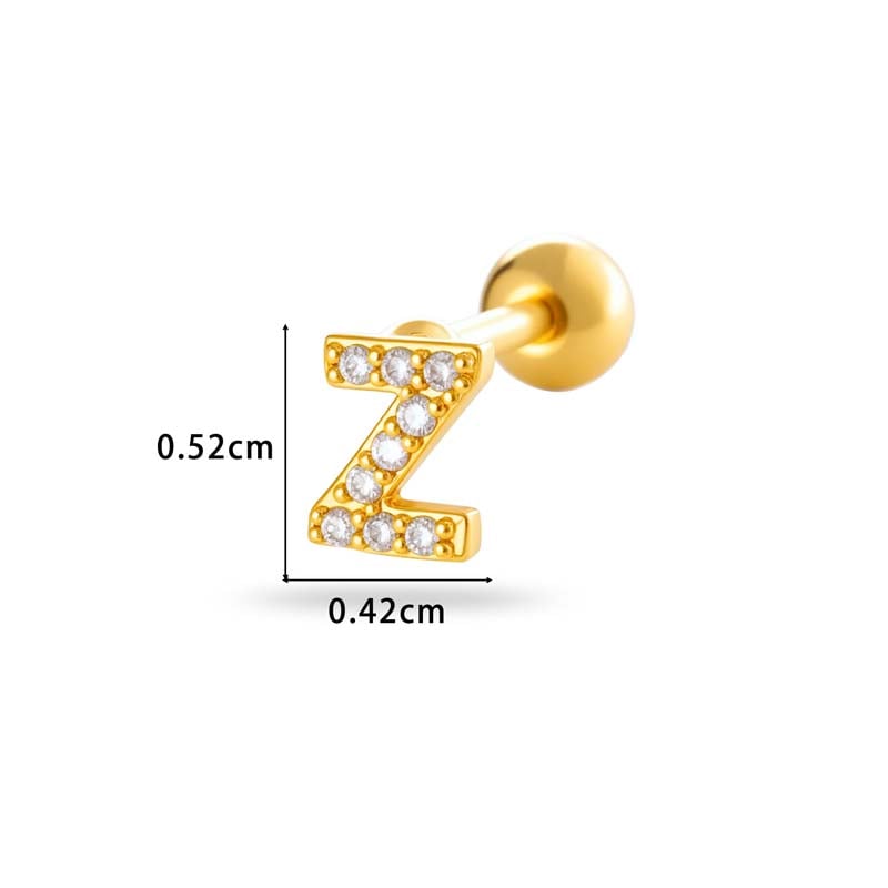 1 Stück Simple Series Simple Letter Kupfer Gold Farbe Zirkon Damen Piercings Ohrringe Bild2