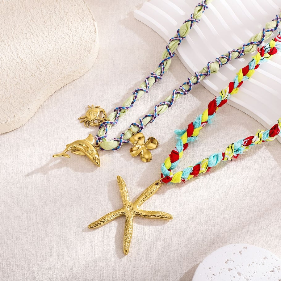 1 Paar Damen-Halsketten mit Anhänger aus der Romantic Series Daily Turtle aus Edelstahl in Gold h5Bild5