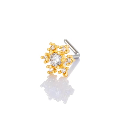 1 piercing de nez flocon de neige en cuivre doré et zircon pour femme h5 