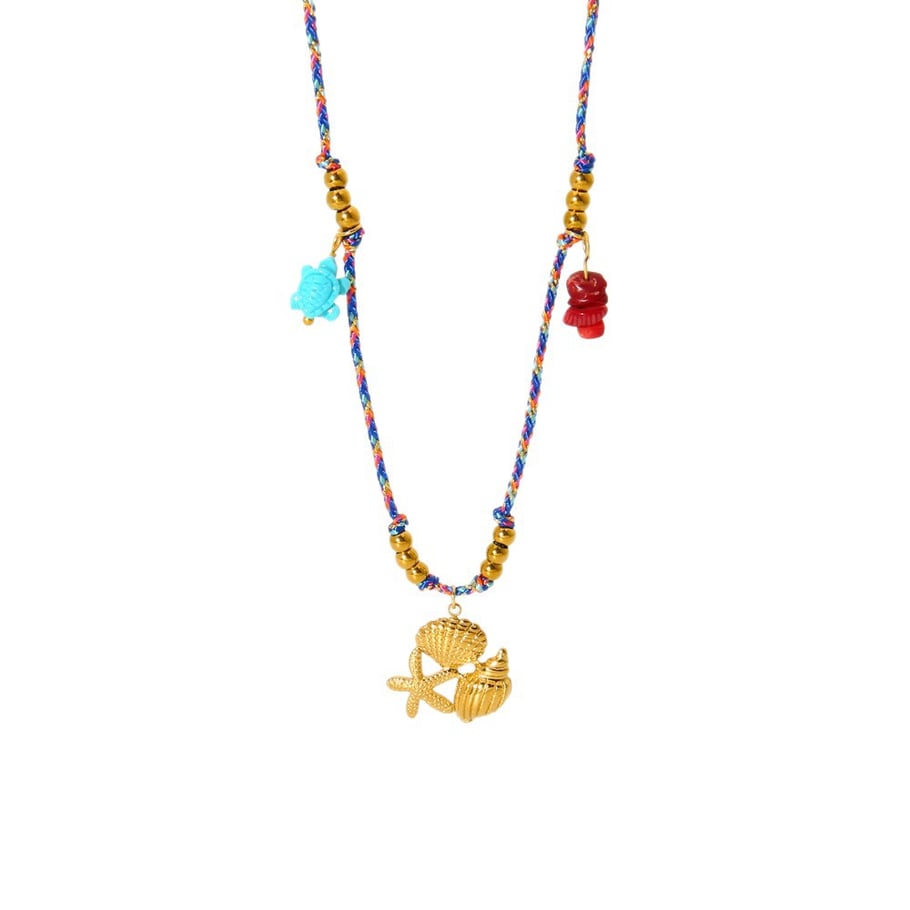 1 paio di collane con ciondolo a forma di tartaruga bohémien, serie classica, in acciaio inossidabile color oro, da donna Immagine5