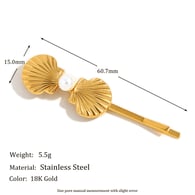 2 Scallop Pearl Hair Clips - Gold Picture4