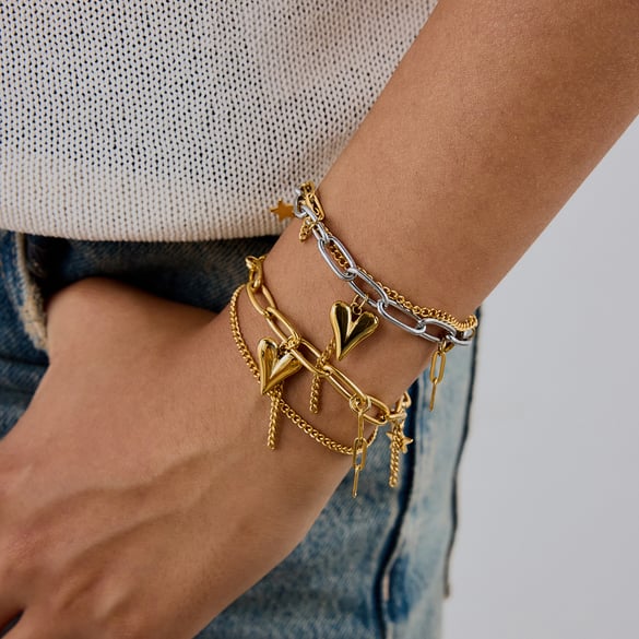 Herz Edelstahl Gemischte Farbe Charm Armbänder 2