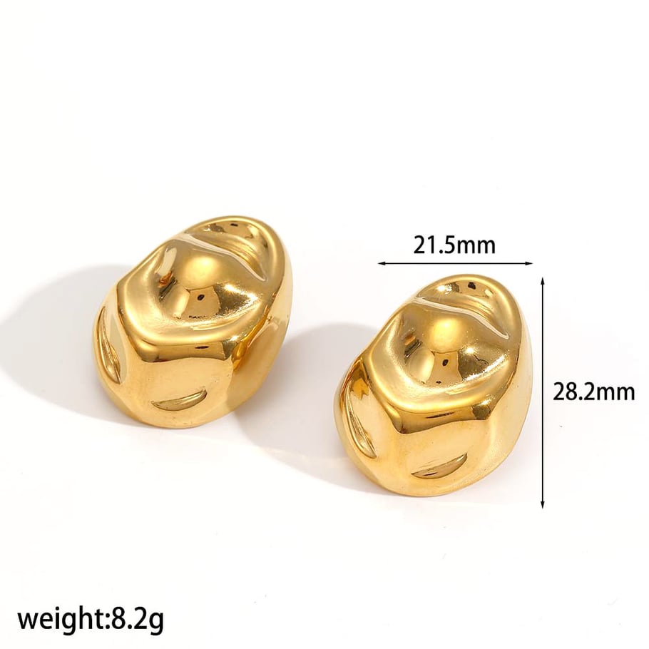 Pendientes de botón de acero inoxidable color dorado estilo Ins 