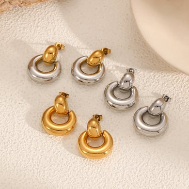 Ins Style Edelstahl Gold Farbe Tropfen Ohrringe h5 Bild3