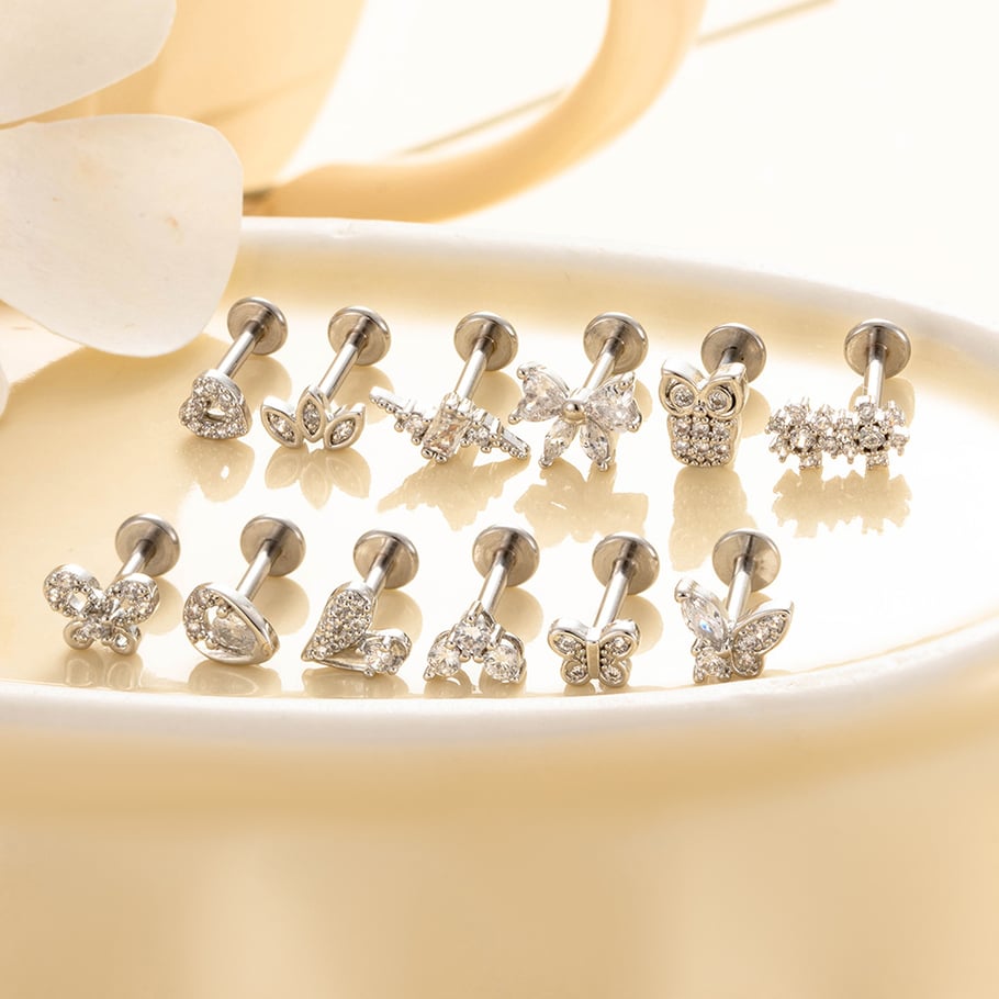 1 Pair Simple Series Simple Heart Copper   Gold Color  Zircon Women's Piercings Earrings Picture5