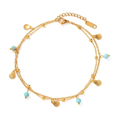 1 Paar einfache Serie Bohemian Turtle Edelstahl Gold Farbe künstliche Edelstein Fußkettchen h5 Bild5