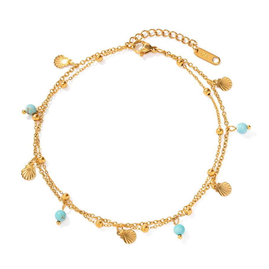 1 Paar einfache Serie Bohemian Turtle Edelstahl Gold Farbe künstliche Edelstein Fußkettchen Bild5