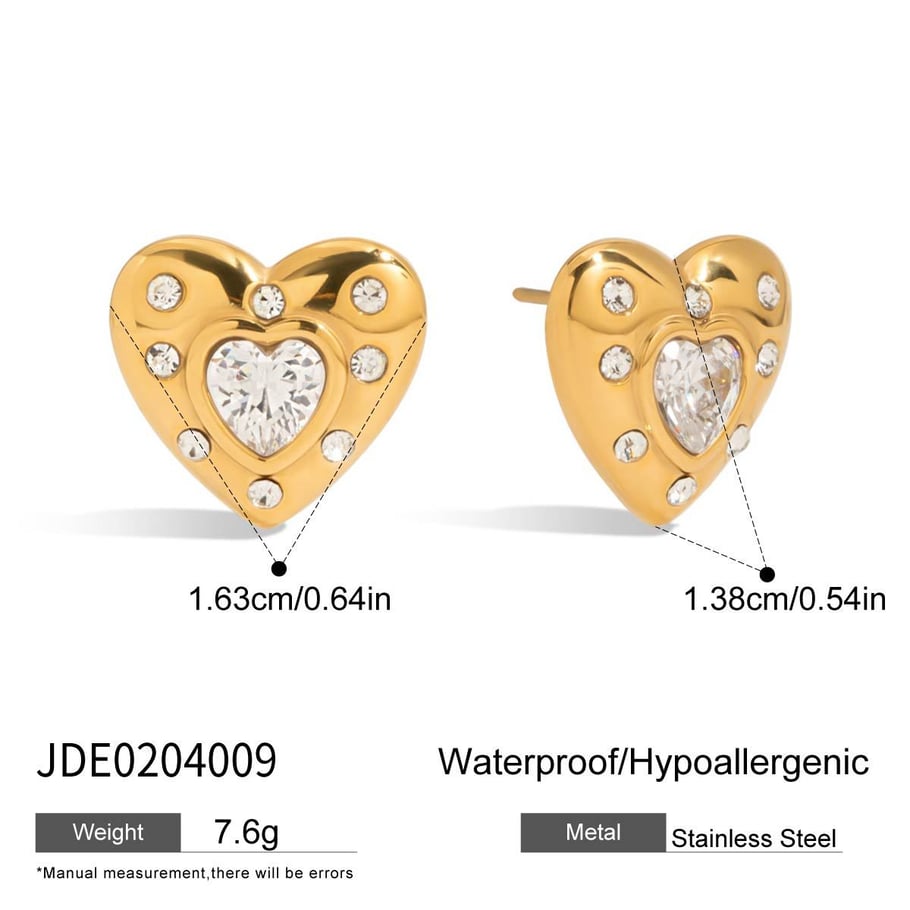 Retro Heart Stainless Steel Gold Color Drop Earrings