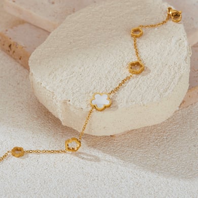 Tägliche Blume Edelstahl Gold Farbe Charm Armbänder h5 Bild4