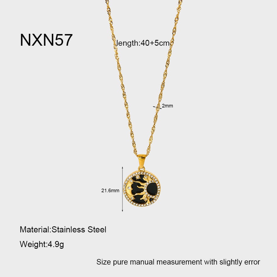 Luxuriöse Halsketten mit Mondanhänger aus Edelstahl in Goldfarbe 