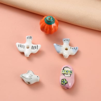 1 pièce de perle en céramique pour bijoux à faire soi-même, motif oiseau h5 Image2