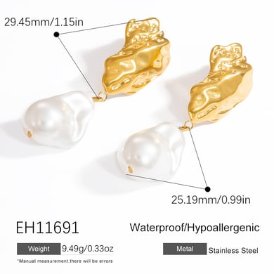 Orecchini pendenti geometrici in acciaio inossidabile color oro h5 Immagine2