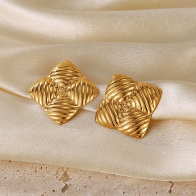1 Paar Simple Series Tägliche geometrische Edelstahl Goldfarbene Damen-Ohrstecker h5 Bild5