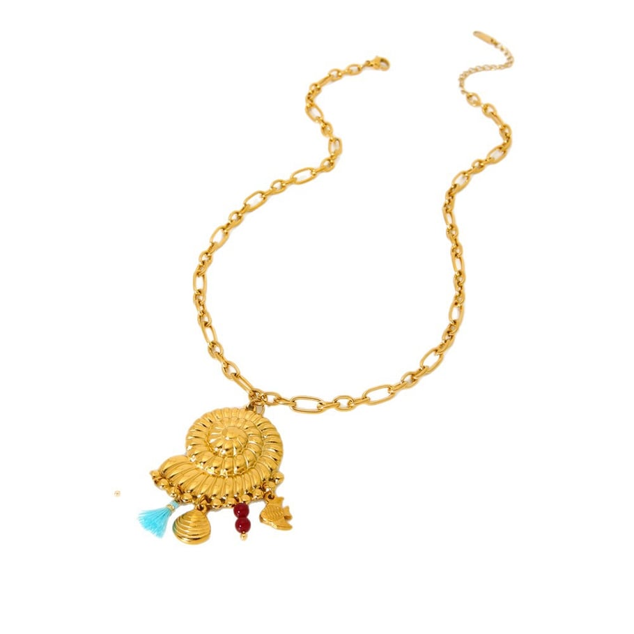 Fashion Ocean Collection Big Conch Gold Color Stainless Steel Women's Necklace Picture5