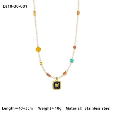 Exquisite Butterfly Beads Stainless Steel Women's Pendant Necklaces h5 Picture2