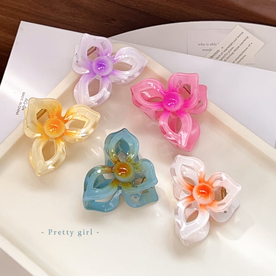 Pinces à cheveux en plastique pour femmes, série Simple, motif fleur douce Image2