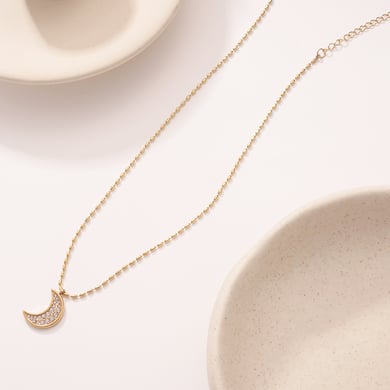 Minimalistische klassieke maan roestvrij staal goudkleurige dames hanger kettingen h5 Afbeelding4