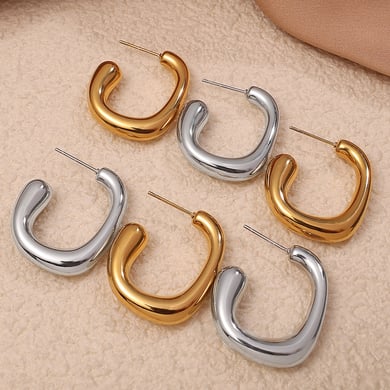 Simple Stainless Steel  Gold Color  Stud Earrings h5 Picture3