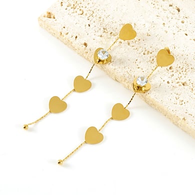 Orecchini pendenti con nappa in acciaio inossidabile color oro h5 Immagine4