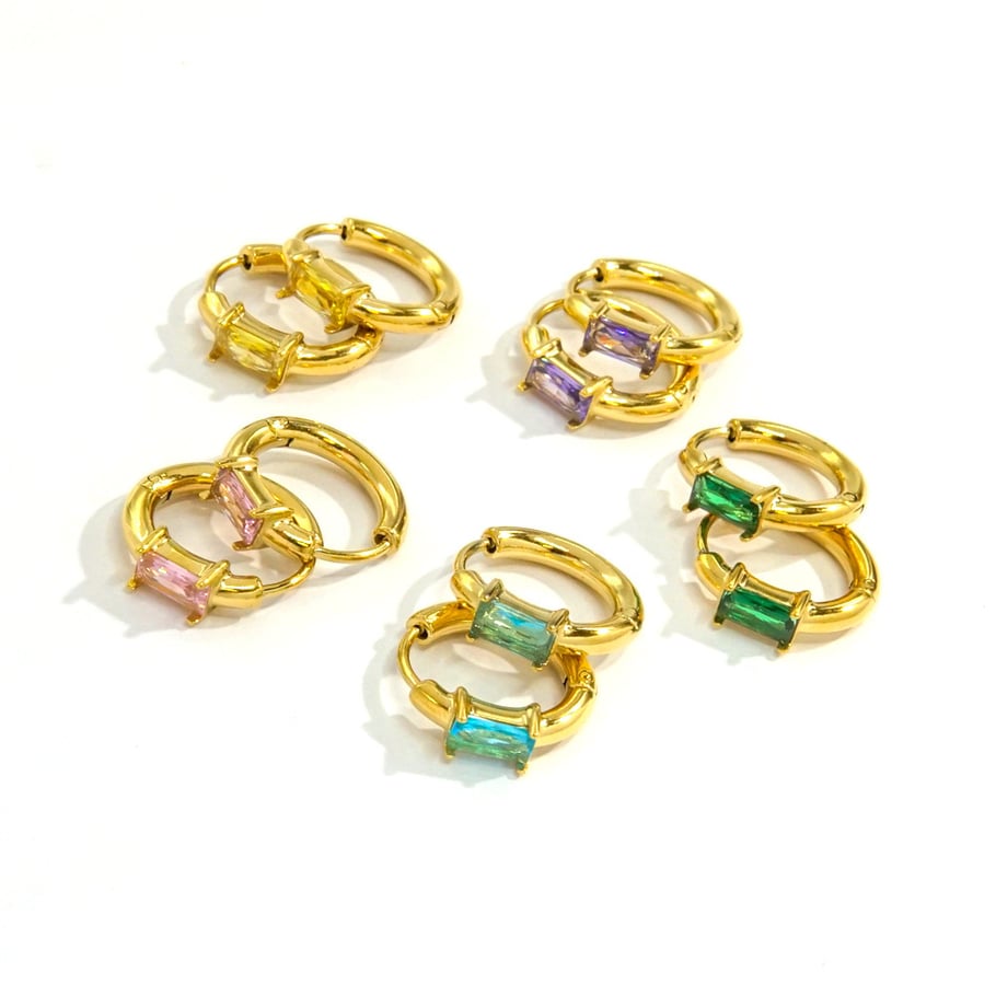 Simple Series Elegant Solid Color Stainless Steel Women's Hoop Earrings h5Picture5