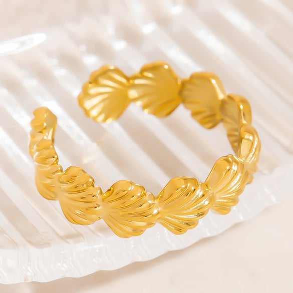Muschel Edelstahl Gold Farbe Minimalistische Ringe 2