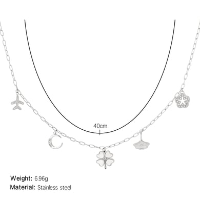 Romantic Clover Stainless Steel Gold Color Women's Pendant Necklaces h5 Picture2