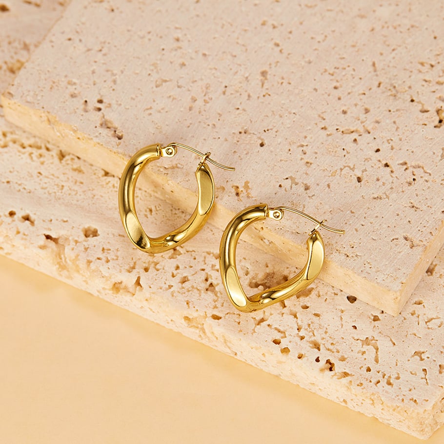 1 Paar einfache Serie süße geometrische Edelstahl Gold Farbe Damen Ohrstecker Bild7