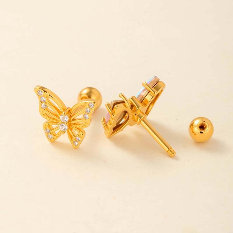 1 Pair Simple Series Simple Heart Copper   Gold Color  Zircon Women's Piercings Earrings Picture8