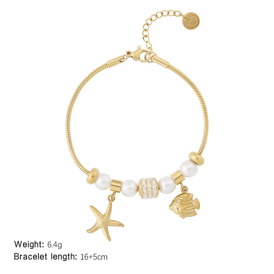 Braccialetti con ciondoli da donna in acciaio inossidabile color oro con pesci tropicali Immagine2