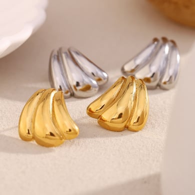 1 pezzo semplice serie elegante geometrica orecchini a bottone da donna in acciaio inossidabile h5 Immagine3