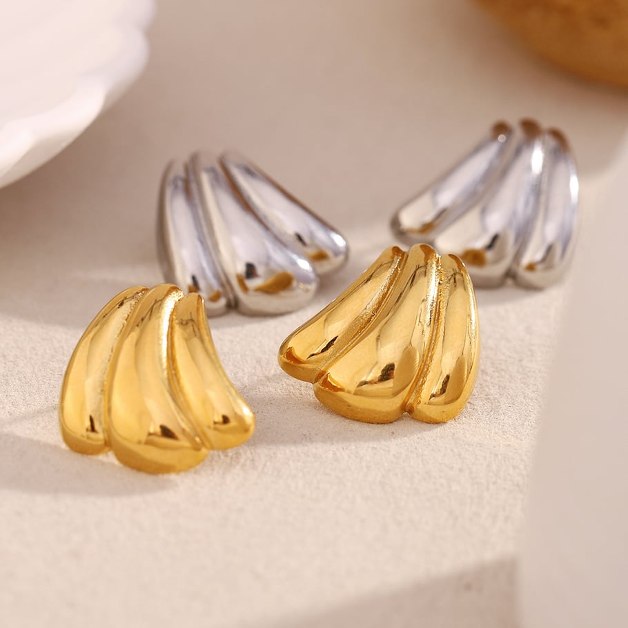 1 pezzo semplice serie elegante geometrica orecchini a bottone da donna in acciaio inossidabile Immagine3