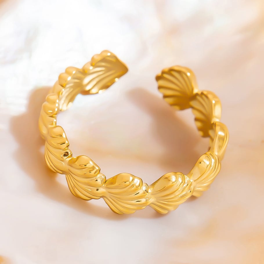 Muschel Edelstahl Gold Farbe Minimalistische Ringe Bild4