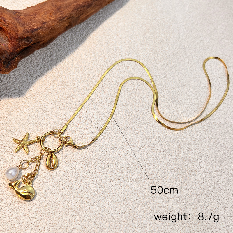 Oceanic Stainless Steel Gold Color Pendant Necklaces Picture4