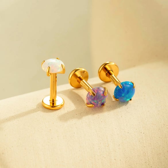 1 Paar Simple Series Einfache geometrische Edelstahl Gold Farbe Damen Piercings Ohrringe 2