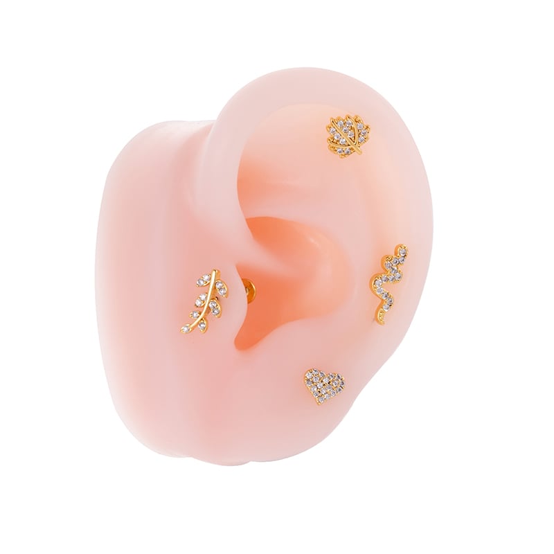 1 Pair Simple Series Daily Heart Copper   Gold Color  Zircon Women's Piercings Earrings Picture4